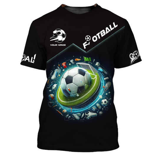 Unisex-Shirt, Fußball-T-Shirt mit individuellem Namen, Fußballtor, Geschenk für Fußballliebhaber