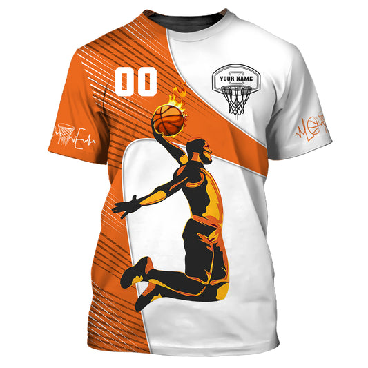 Herren-Shirt, Basketball-Shirt mit individuellem Namen und Nummer, Basketball-Feuer, Basketball-Club-Shirt