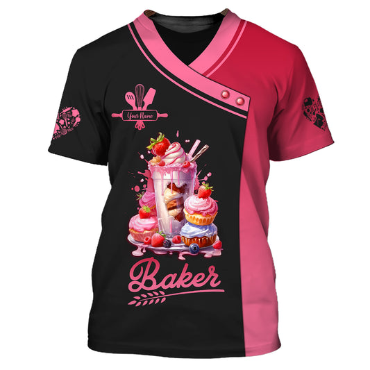 Damen-Shirt, Bäcker-Shirt mit individuellem Namen, Bäcker-Koch-Shirt, Geschenk für Backliebhaber