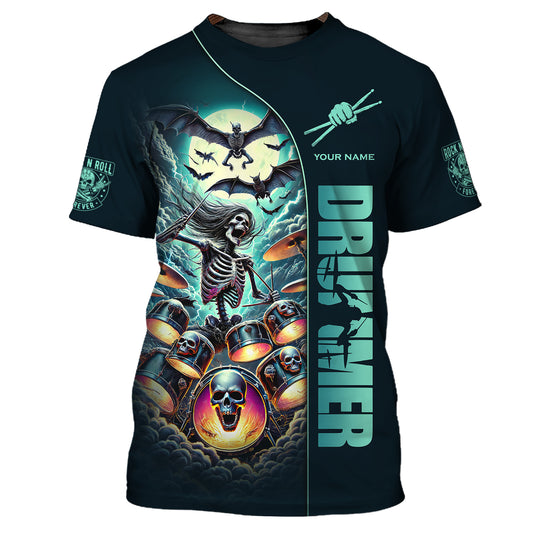 Unisex Shirt, Custom Name Drummer Shirt, Drumming Lover Hoodie Long Sleeve, Gift for Drummer