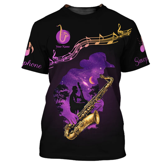 Unisex Shirt, Custom Name Saxophone T-Shirt, Sax Player Gift, Saxophonist Shirts