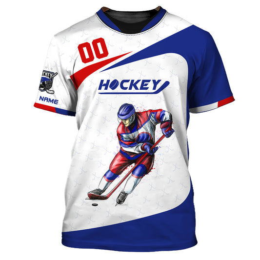 Herren-Shirt, individuelles Hockey-T-Shirt mit Namen und Nummer, Hockey-Polo, Geschenk für Hockeyspieler
