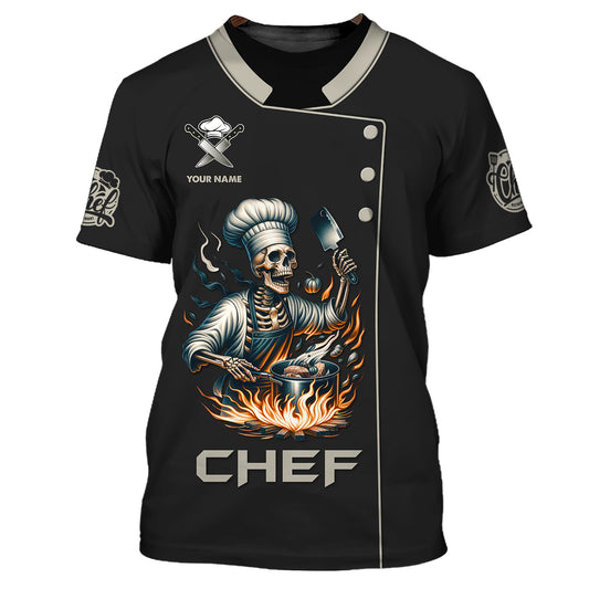 Unisex Shirt, Custom Name Chef Shirt, Skull Cooking Chef, Gift for Cooking Lovers