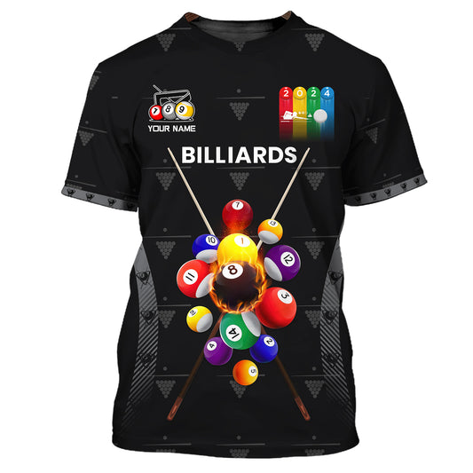 Man Shirt, Custom Name Billiards Shirt, Billiards Polo Long Sleeve, Billiards Gift, Billiards T-Shirt
