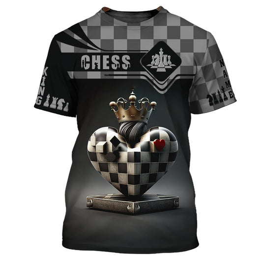 Unisex-Shirt, Schach-T-Shirt mit individuellem Namen, Schachspieler-Club, Schach-Herz-Shirt