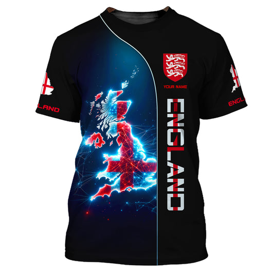 Unisex Shirt, Custom Name England Shirt, England Flag Polo Long Sleeve Shirt, English Shirt