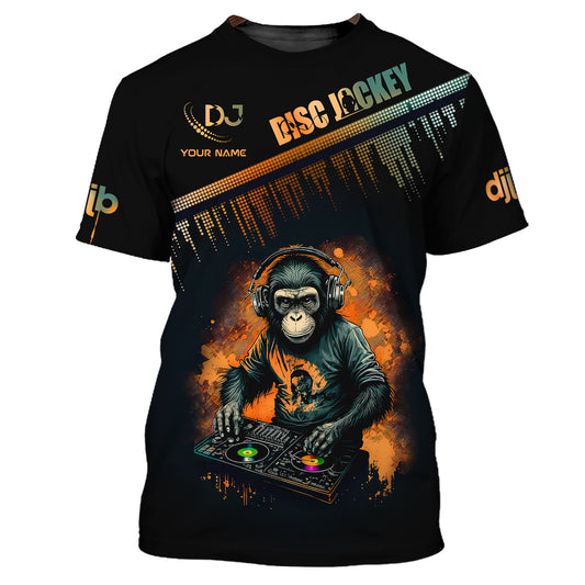 Unisex Shirt, Custom Name Disc Jockey T-Shirt, Music Lover Shirt, DJ Monkey, Gift For DJ
