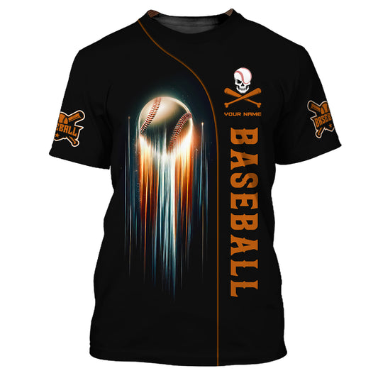 Man Shirt, Custom Name Baseball Shirt, Baseball Team T-Shirt, Baseball Skull, Gift for Baseball Players
