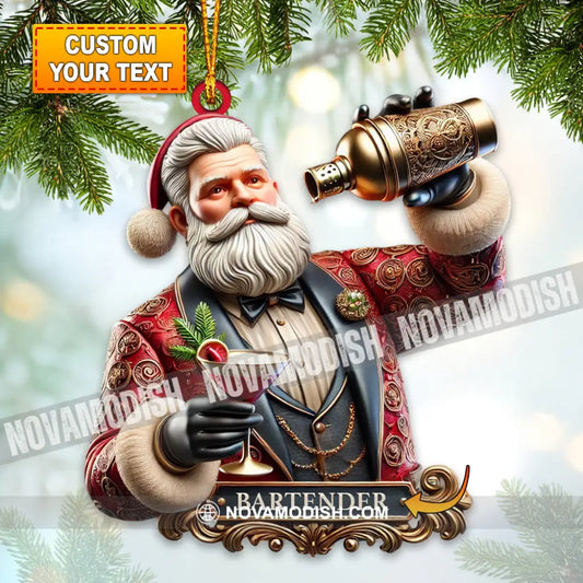 Bartender Santa Ornament Personalized 3.54’’ / 1