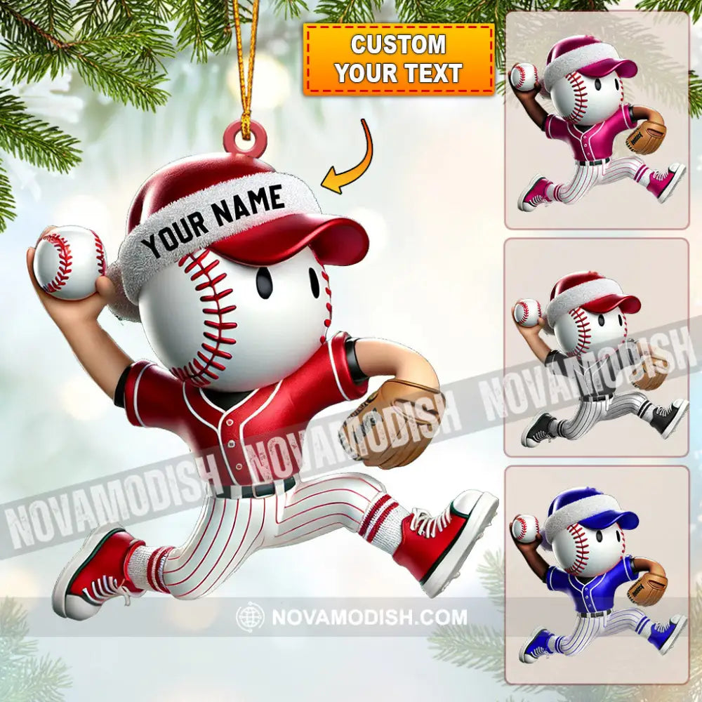 Baseball Player Christmas Ornament Personalized 3.54’’ / 1