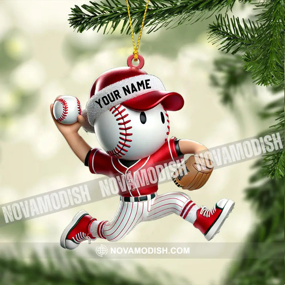 Baseball Player Christmas Ornament Personalized