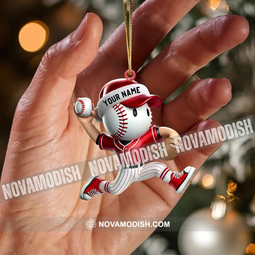 Baseball Player Christmas Ornament Personalized