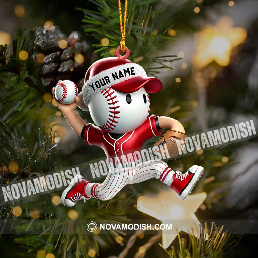 Baseball Player Christmas Ornament Personalized