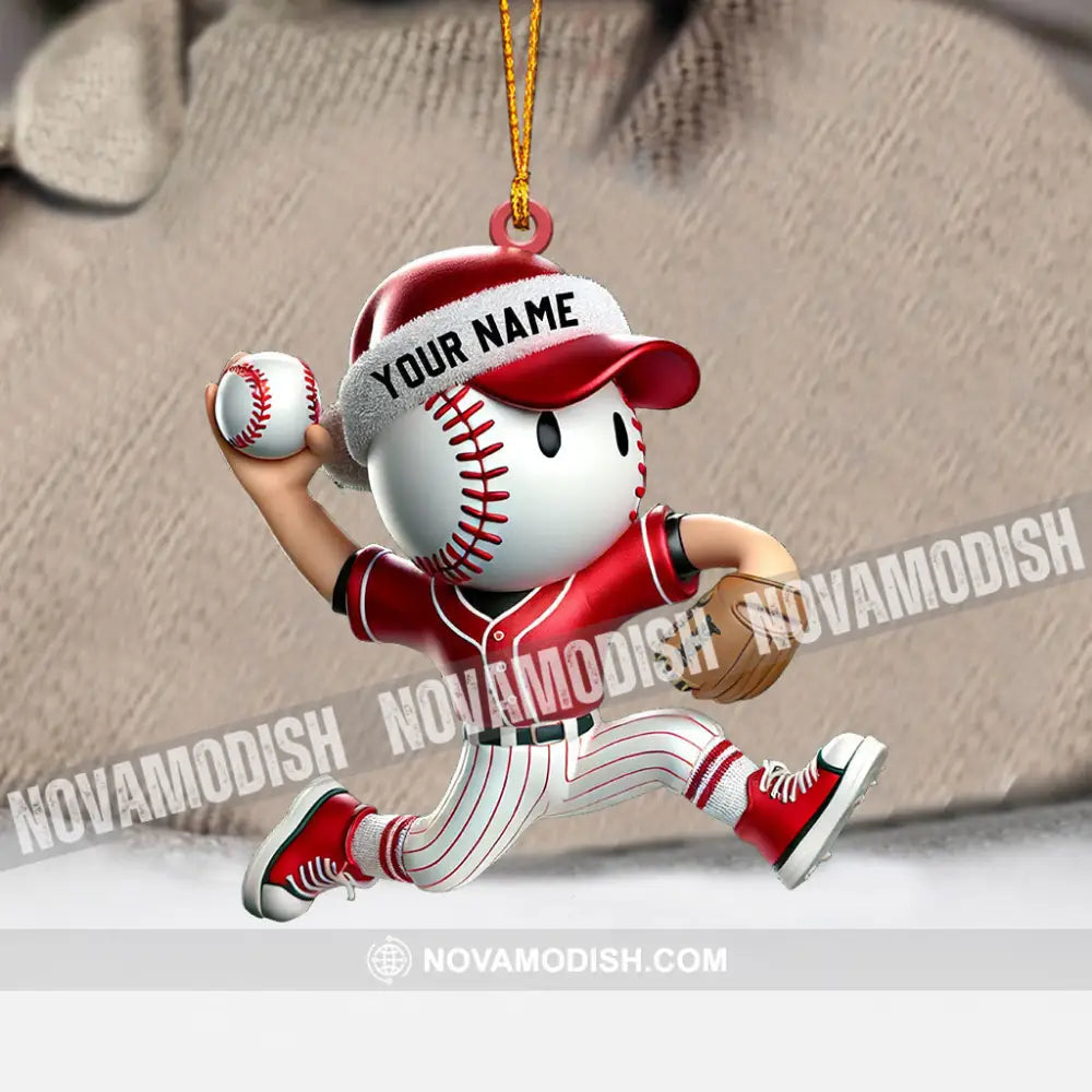 Baseball Player Christmas Ornament Personalized