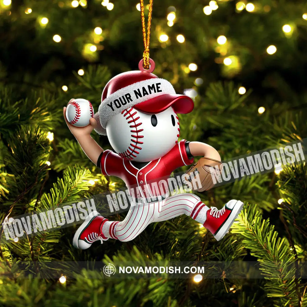 Baseball Player Christmas Ornament Personalized