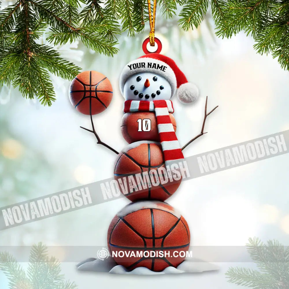 Basketball Snowman Christmas Ornament Personalized