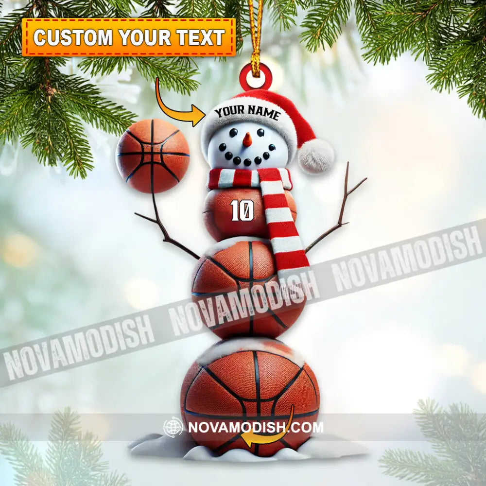 Basketball Snowman Christmas Ornament Personalized 3.54’’ / 1