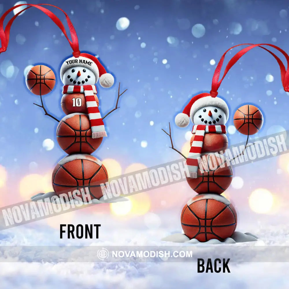 Basketball Snowman Christmas Ornament Personalized