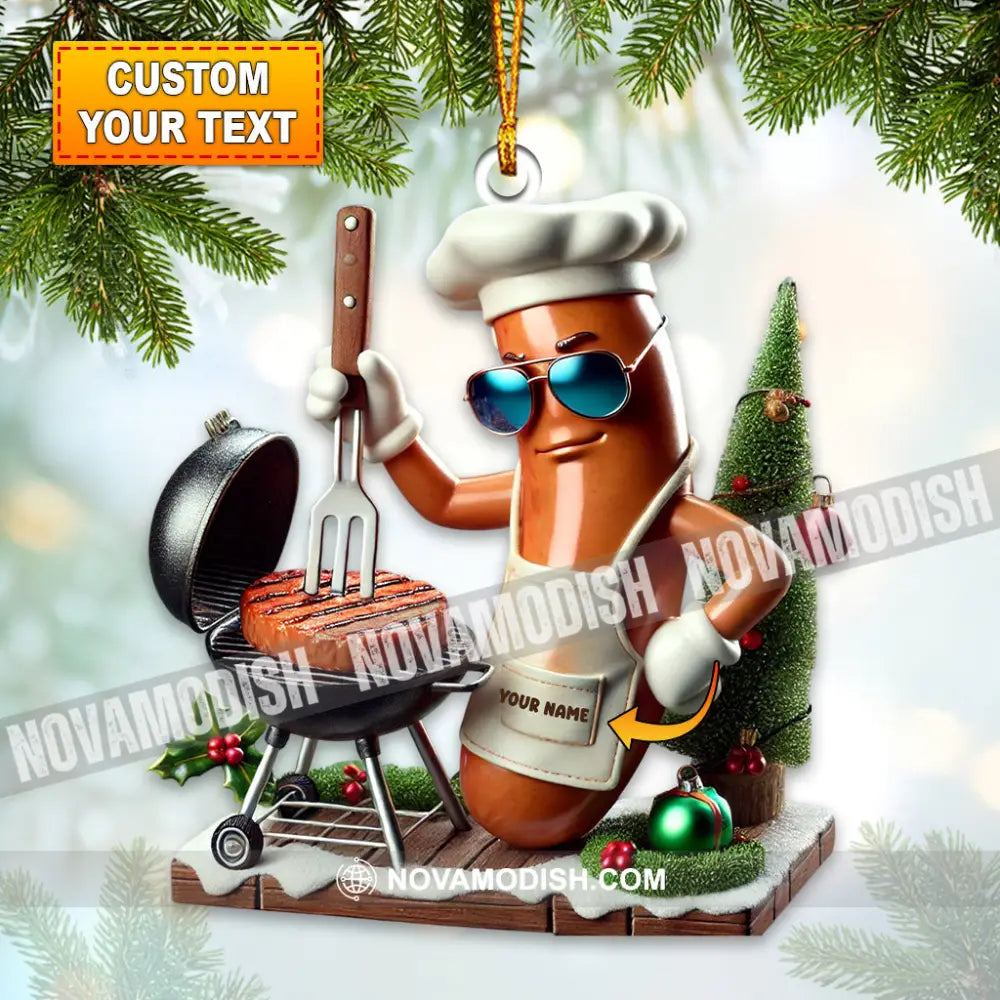 Bbq Sausage Christmas Ornament Personalized 3.54’’ / 1