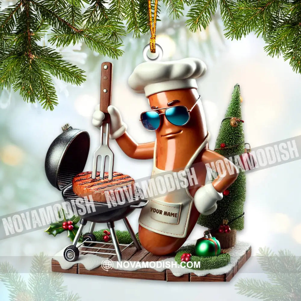 Bbq Sausage Christmas Ornament Personalized