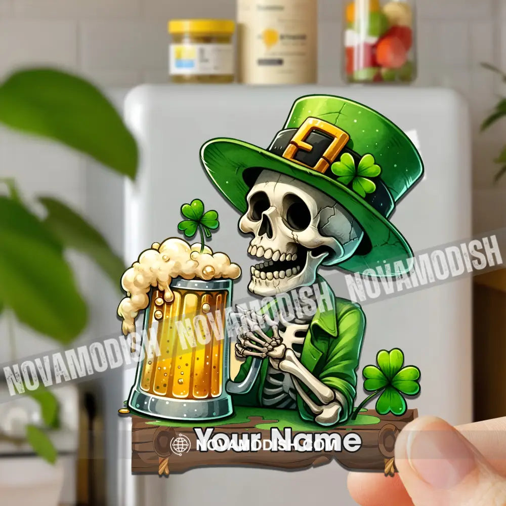 Beer Skull Patrick’s Day Fridge Magnet - Personalized