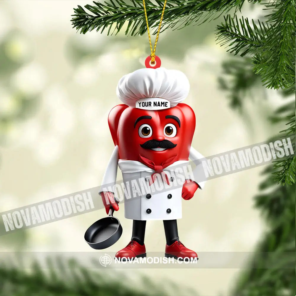 Bell Pepper Chef Decor Christmas Ornament Personalized