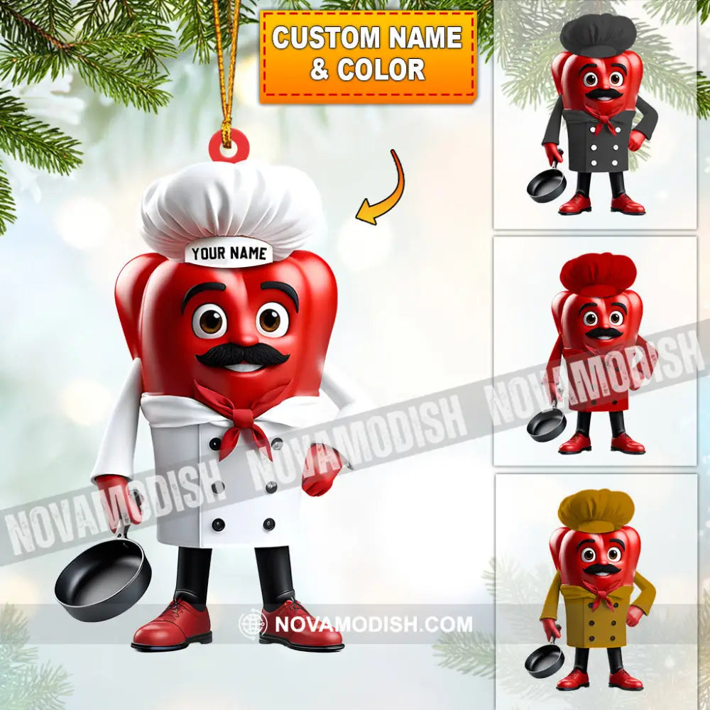 Bell Pepper Chef Decor Christmas Ornament Personalized 3.54’’ / 1