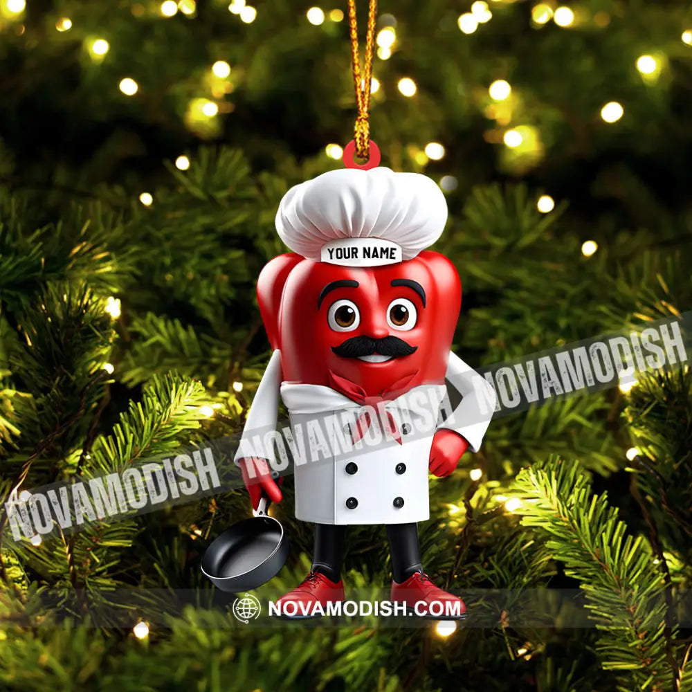 Bell Pepper Chef Decor Christmas Ornament Personalized