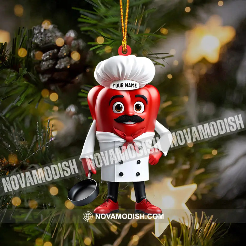 Bell Pepper Chef Decor Christmas Ornament Personalized