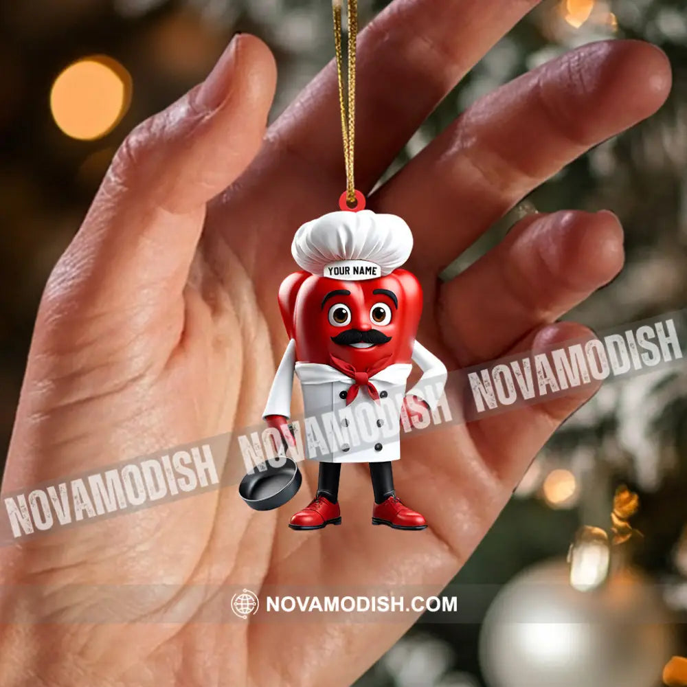 Bell Pepper Chef Decor Christmas Ornament Personalized