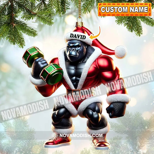 Black Kong Dumbbell Lift Christmas Ornament Personalized 3.54’’ / 1