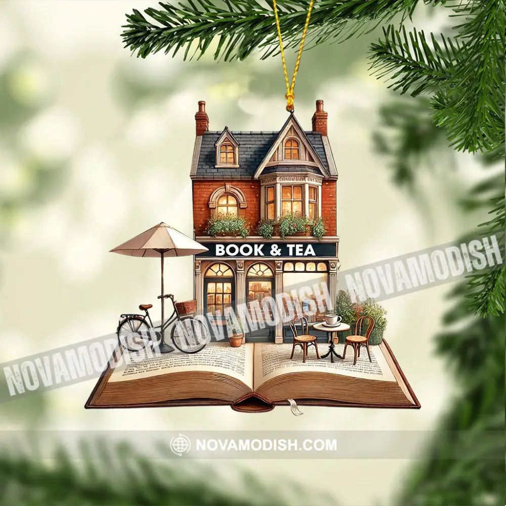 Book And Tea Christmas Ornament Personalized