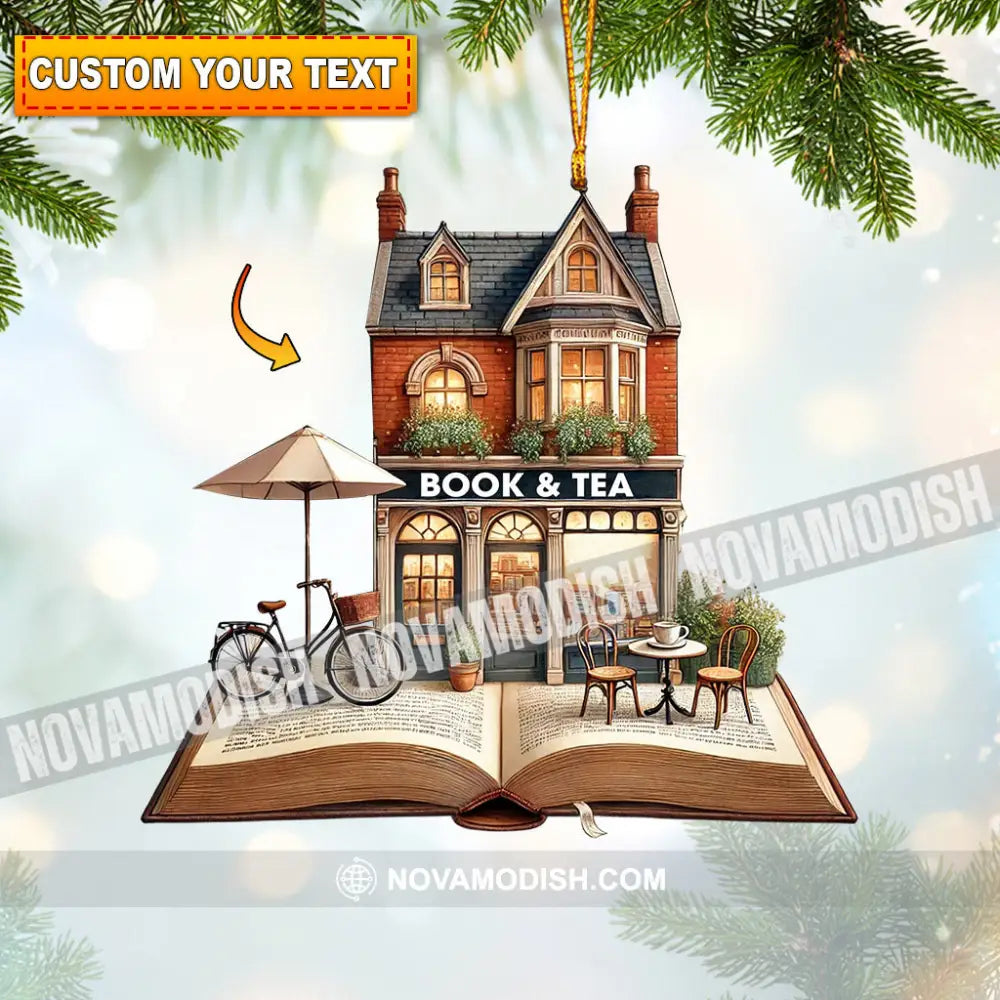 Book And Tea Christmas Ornament Personalized 3.54’’ / 1