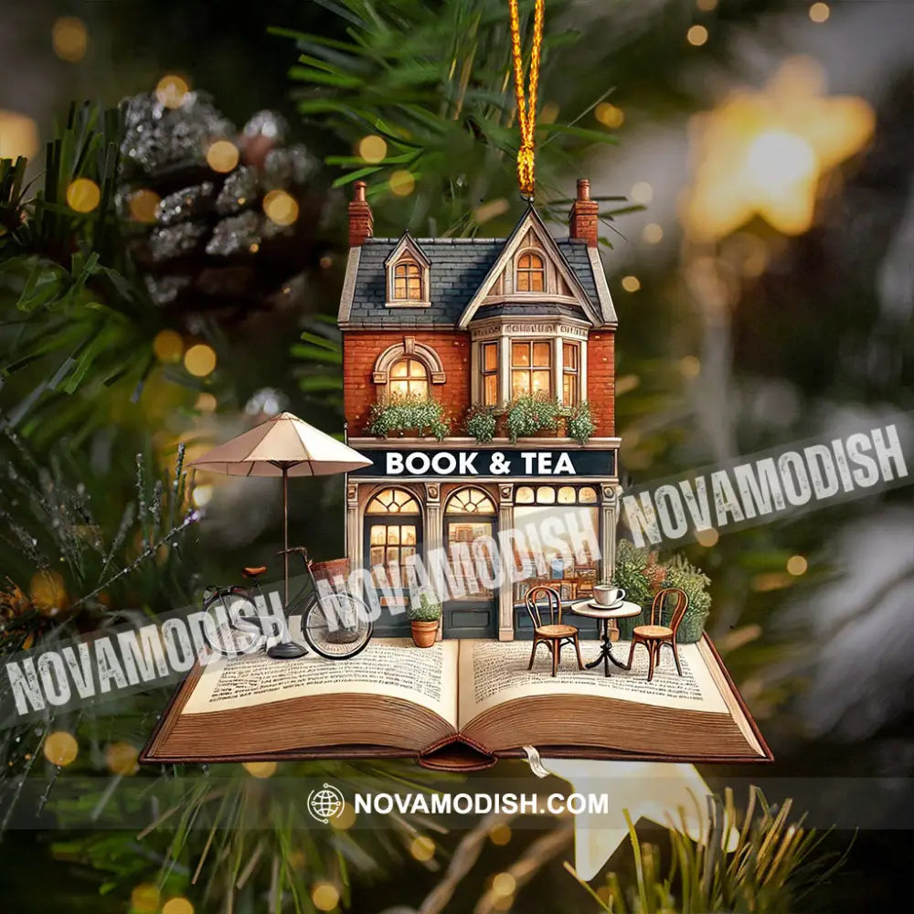 Book And Tea Christmas Ornament Personalized