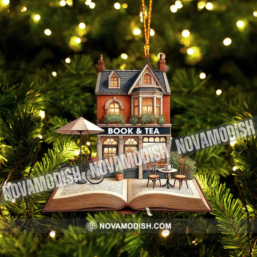 Book And Tea Christmas Ornament Personalized