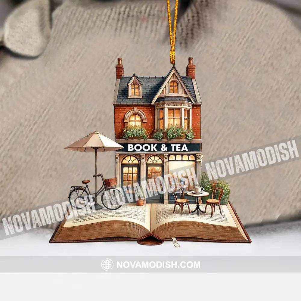 Book And Tea Christmas Ornament Personalized