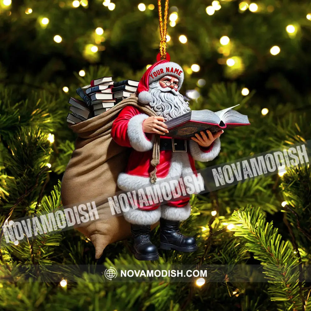 Book Santa Christmas Home Decor Ornament Personalized