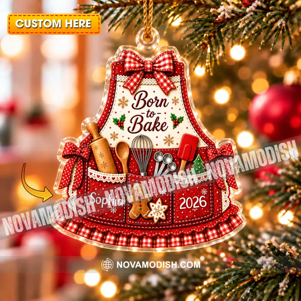 Born To Bake Home Decor Christmas Ornament Personalized Ornament - 3.54’’ / 1 Ornament - Ornament