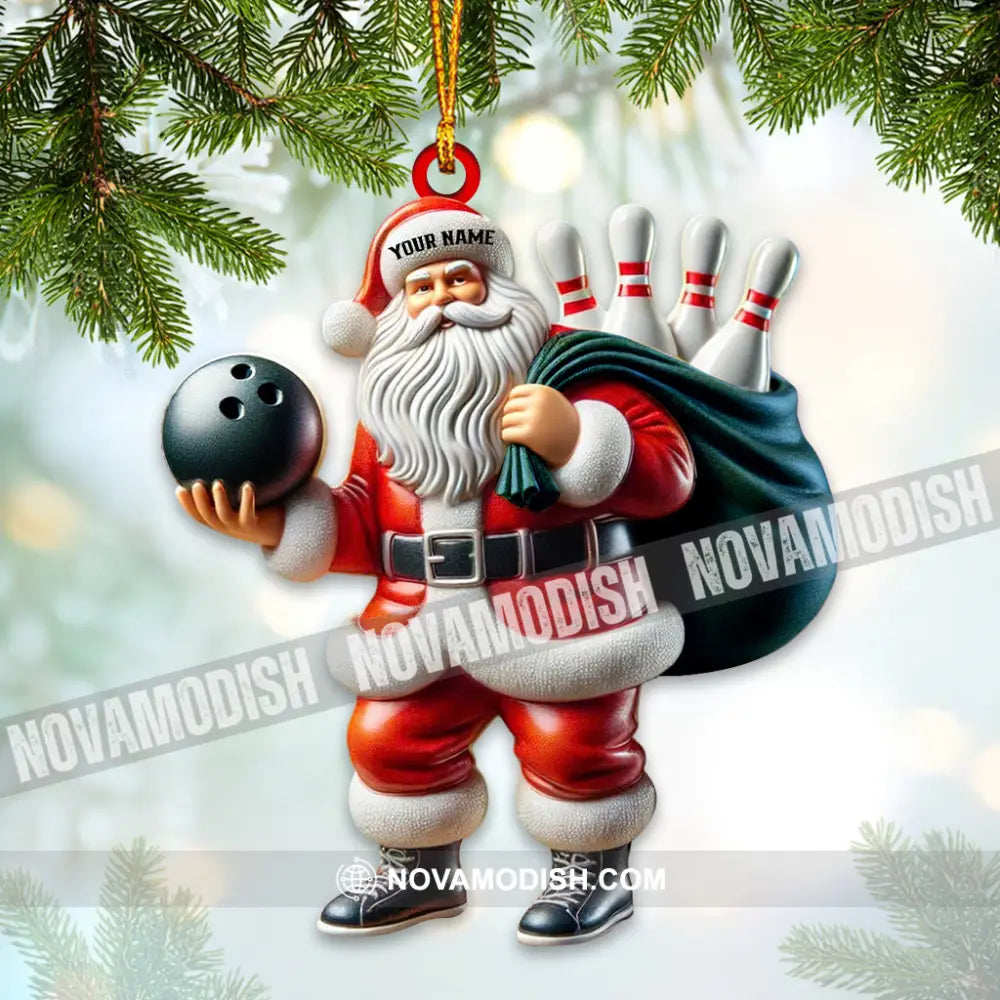 Bowling Santa Christmas Home Decor Ornament Personalized