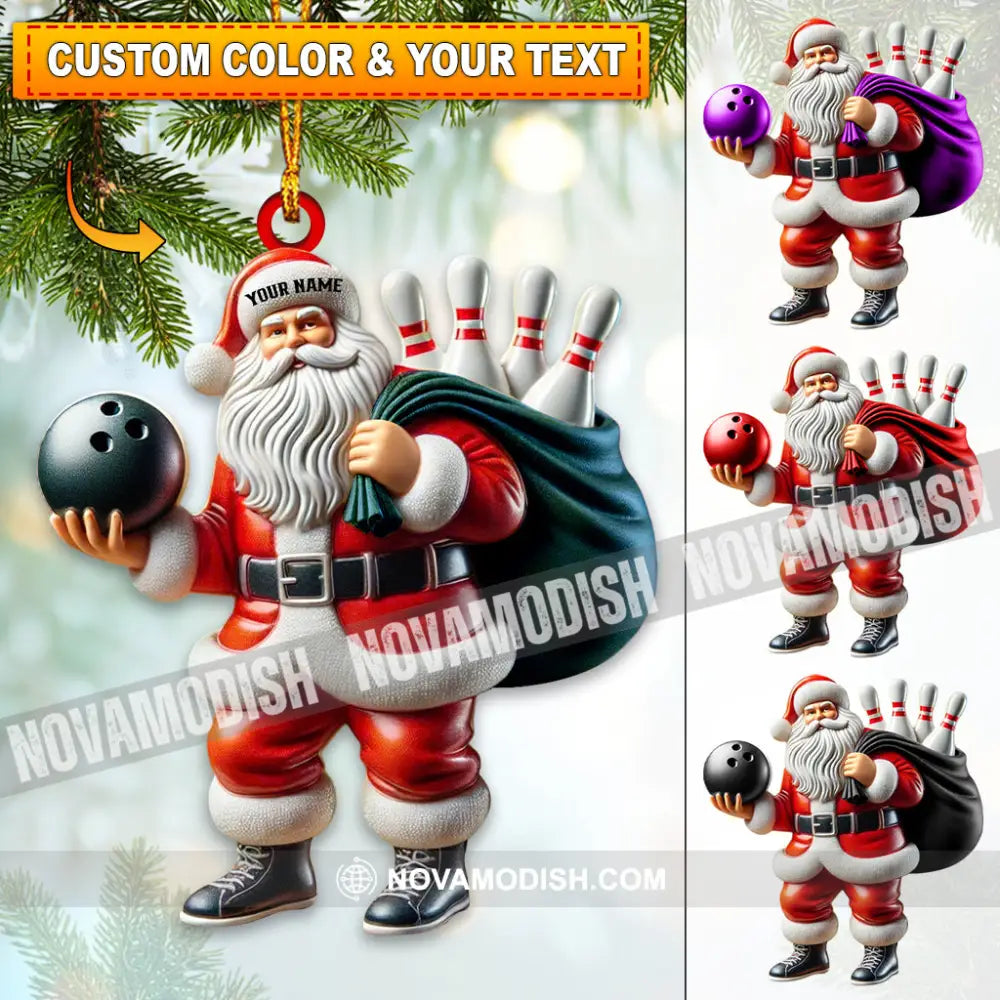 Bowling Santa Christmas Home Decor Ornament Personalized 3.54’’ / 1