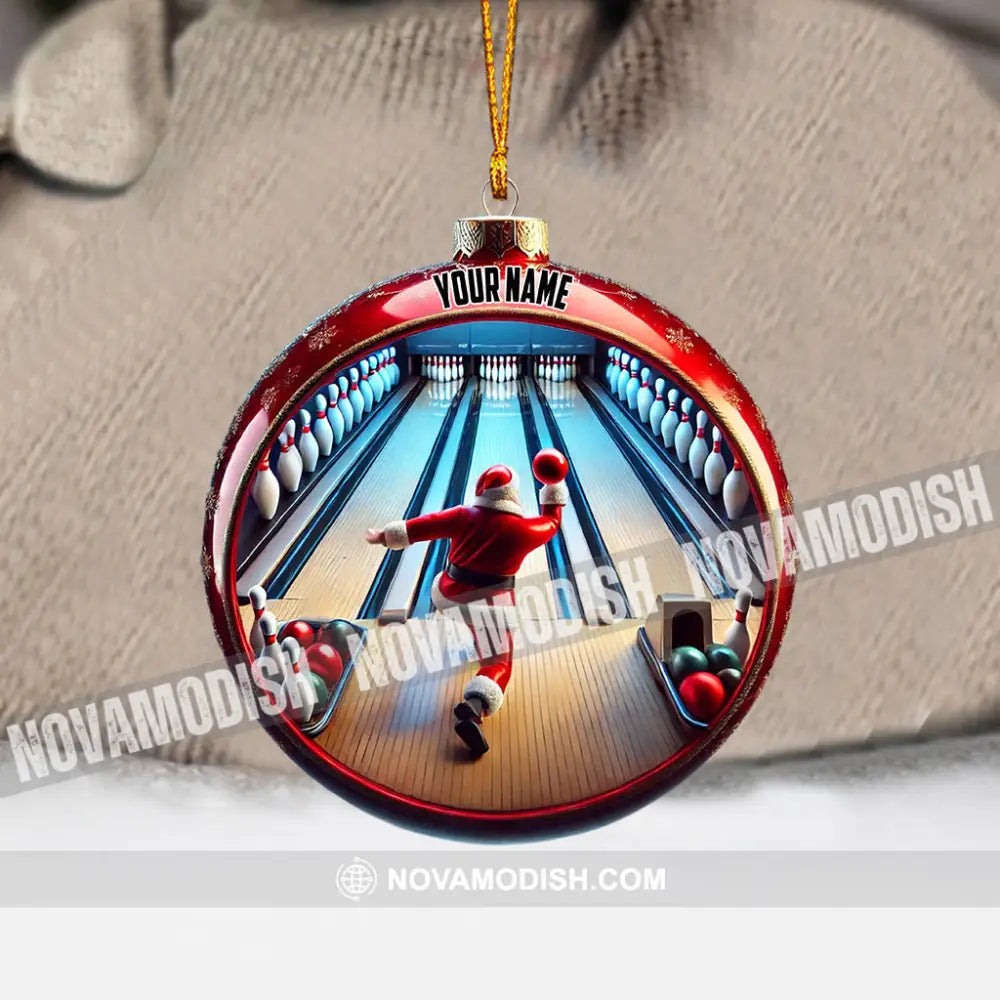 Bowling Santa Decor Christmas Ornament Personalized