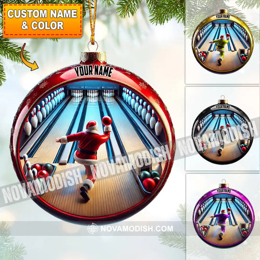 Bowling Santa Decor Christmas Ornament Personalized