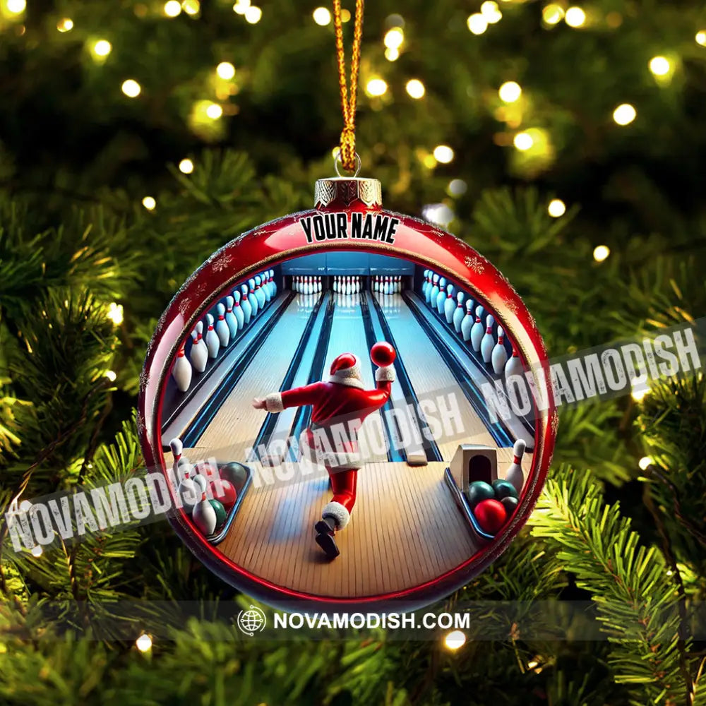 Bowling Santa Decor Christmas Ornament Personalized