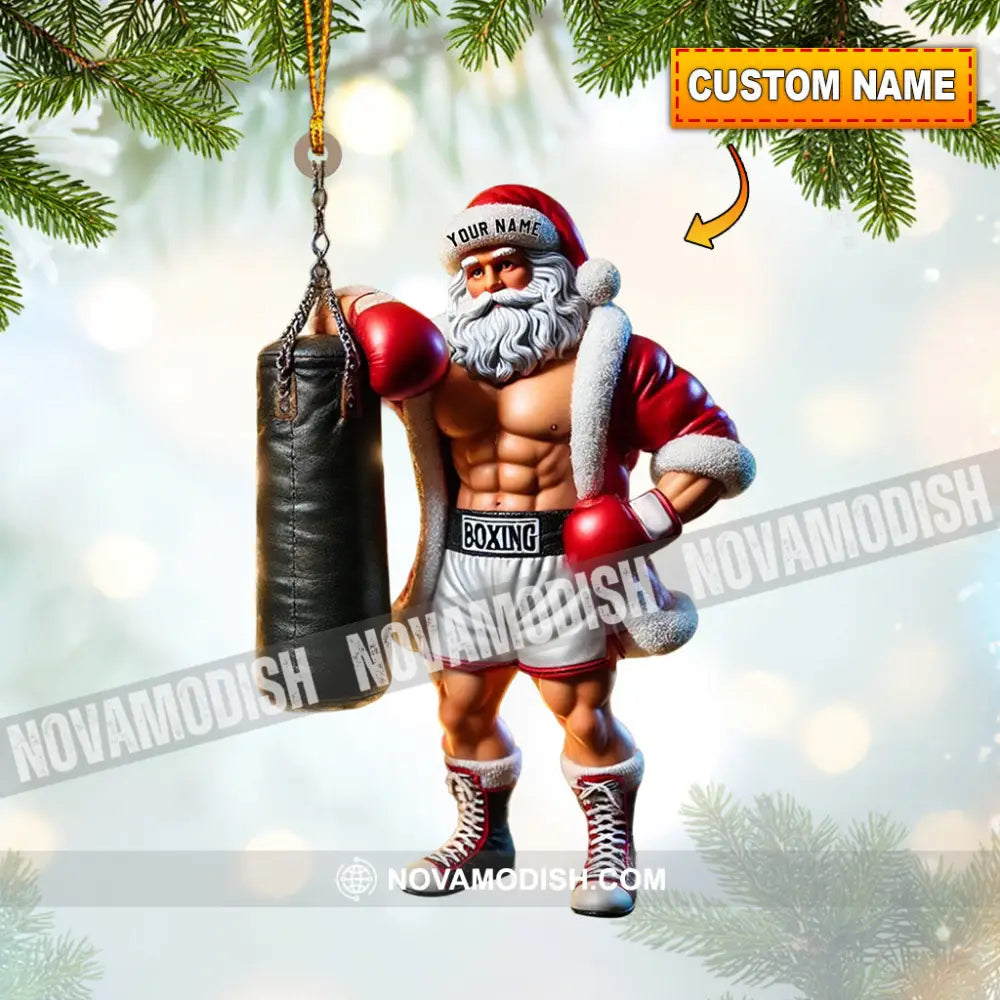 Boxing Santa Christmas Home Decor Ornament Personalized 3.54’’ / 1