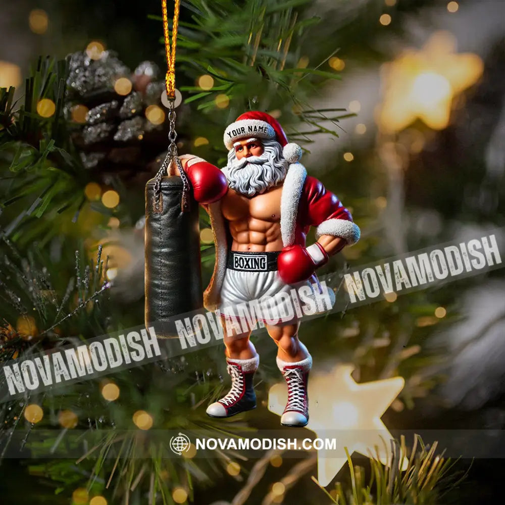 Boxing Santa Christmas Home Decor Ornament Personalized