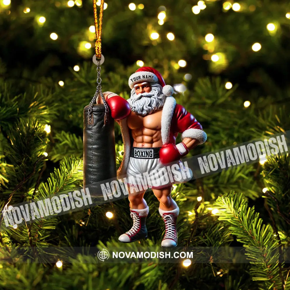 Boxing Santa Christmas Home Decor Ornament Personalized