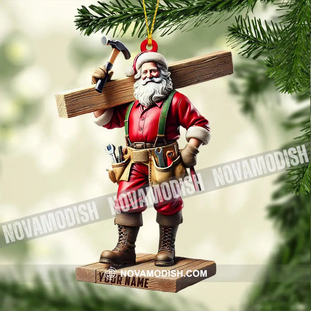Carpenter Santa Christmas Ornament Personalized