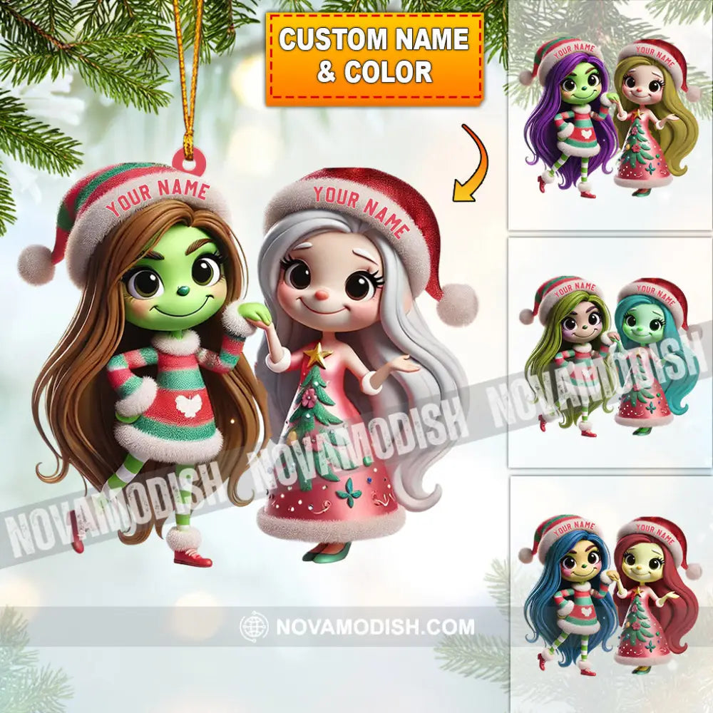 Chibi Women Christmas Home Decor Ornament Personalized 3.54’’ / 1