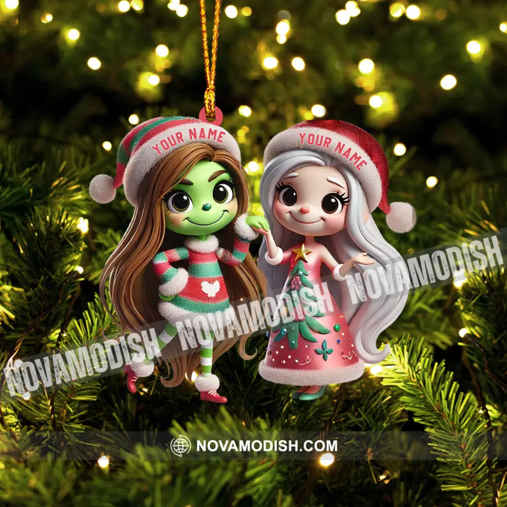 Chibi Women Christmas Home Decor Ornament Personalized