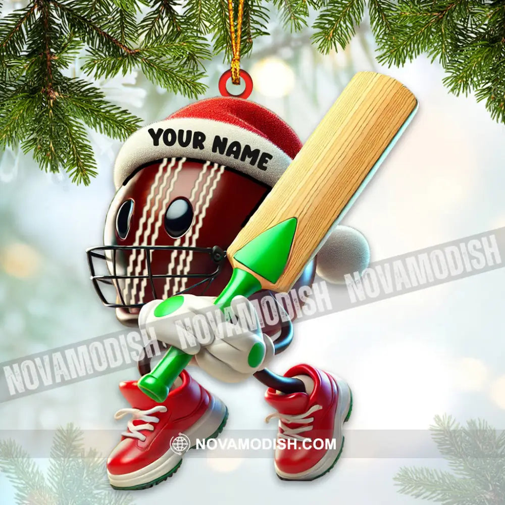 Christmas Cricket Ball Ornament Personalized